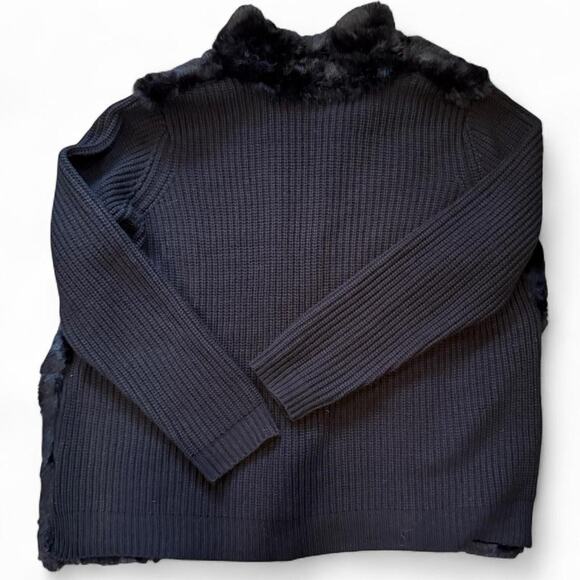 Winter witchy whimsigoth black knit faux fur cardigan womens size XL - Picture 7 of 7